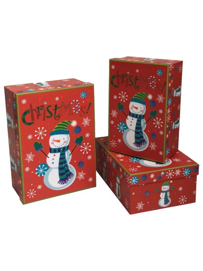 Χριστουγεννιάτικο κουτί χάρτινο με σχέδιο χιονάνθρωπο
