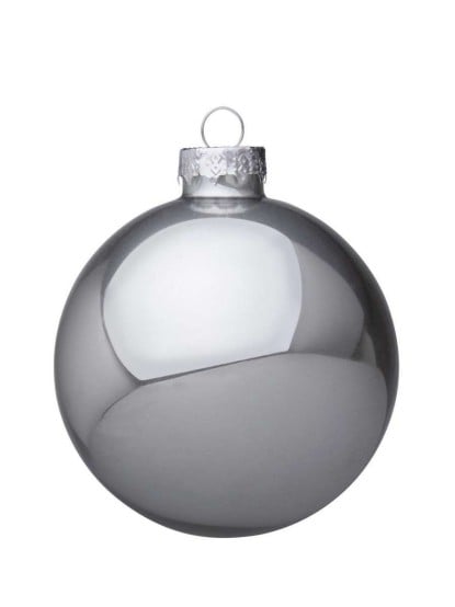 Χριστουγεννιάτικη μπάλα γυάλινη ασημί ματ 8cm (σετ 6τεμ.)