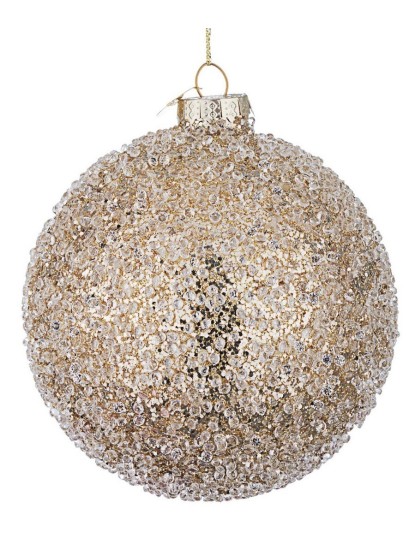 Χριστουγεννιάτικη μπάλα γυάλινη με στρασάκια 10cm (σετ 4τεμ.)