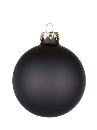 Χριστουγεννιάτικη μπάλα γυάλινη μαύρη ματ 8cm (σετ 6τεμ.)