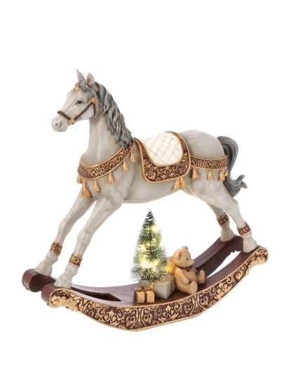 Διακοσμητικό άλογο συνθετικό με χριστουγεννιάτικο δέντρο 29,5x7x29,5cm