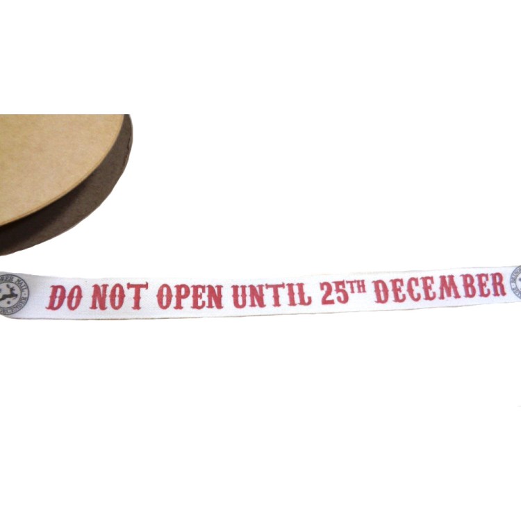 Κορδέλα υφασμάτινη "Do not open until 25December" 1,5cm (20m)