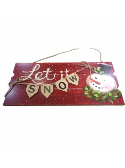 Ξύλινη πινακίδα κρεμαστή "Let it snow" 40cm