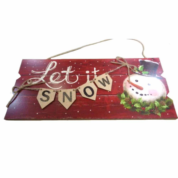 Ξύλινη πινακίδα κρεμαστή "Let it snow" 40cm