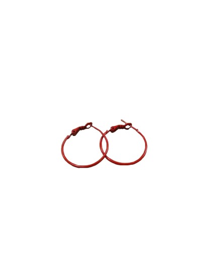 Σκουλαρίκι κρίκος κλειστός μεταλλικός κόκκινο χρώμα σετ 2τεμ.