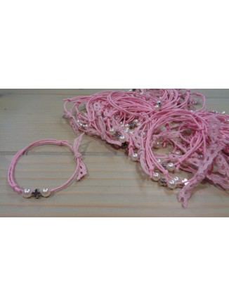Μαρτυρικά βραχιολάκια ροζ με περλίτσα (50τεμ)