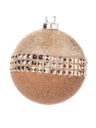Χριστουγεννιάτικη μπάλα συνθετική μπρονζέ με τρούκς 8cm