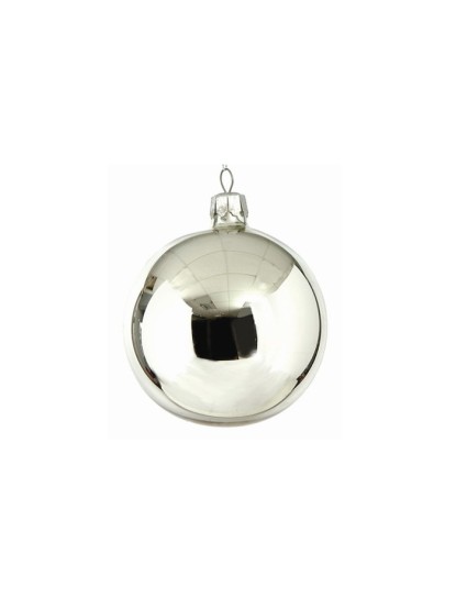 Χριστουγεννιάτικη μπάλα γυάλινη ασημί 6cm (σετ 18τεμ.)