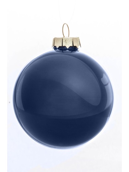 Χριστουγεννιάτικη μπάλα γυάλινη μπλε 10cm (σετ 12τεμ.)