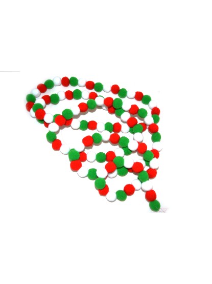 Γιρλάντα πον-πον κόκκινο-πράσινο-λευκό