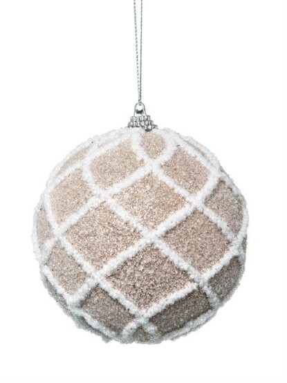 Χριστουγεννιάτικη μπάλα συνθετική μπεζ-λευκό 20cm