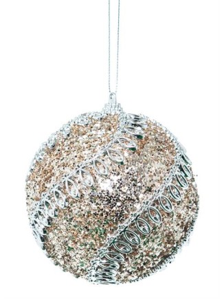 Χριστουγεννιάτικη μπάλα συνθετική glitter χρυσή-ασημί 8cm το τεμ