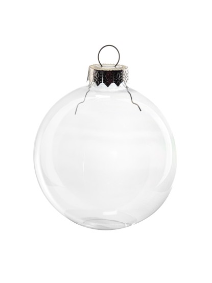 Χριστουγεννιάτικη μπάλα γυάλινη διάφανη 10cm (σετ 12τεμ.)