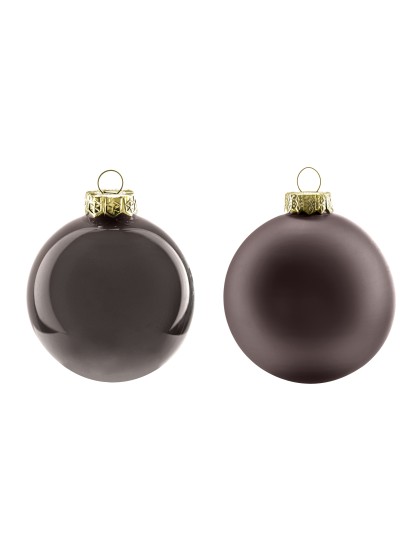 Χριστουγεννιάτικη μπάλα γυάλινη γκρι ανθρακί 8cm (σετ 8τεμ.)