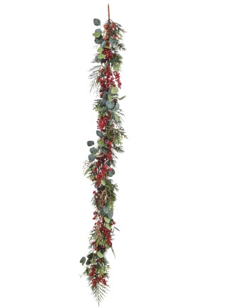 Χριστουγεννιάτικη γιρλάντα με φύλλα και γκυ glitter 180cm