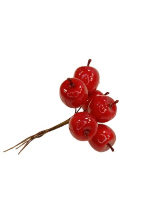 Διακοσμητικά μηλαράκια κόκκινα μάτσο 6 τεμ 12cm
