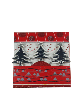 Χριστουγεννιάτικο κουτί χάρτινο με δεντράκια glitter 13x13x8cm