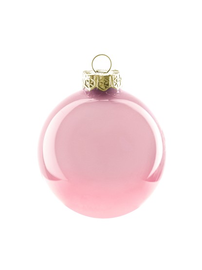 Χριστουγεννιάτικη μπάλα γυάλινη ροζ 8cm (σετ 8τεμ.)