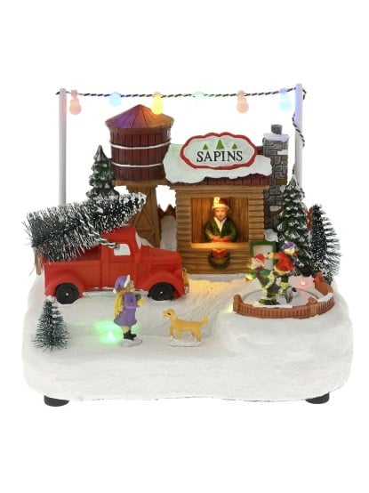 Χριστουγεννιάτικο μαγαζί"Tree farm"με φως/μουσική και κίνηση 20x14x17cm
