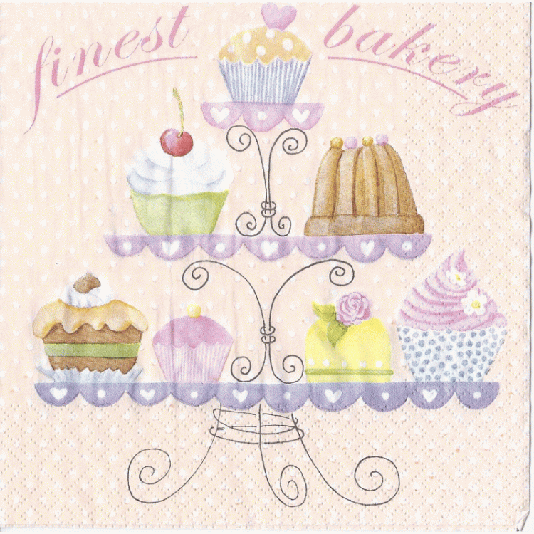 Χαρτοπετσέτα Βάση με cupcake finest bakery 33x33cm