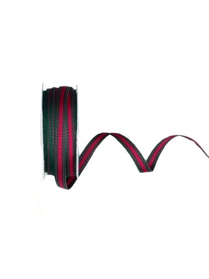 Κορδέλα υφασμάτινη κόκκινη-πράσινη γαζί 9mm (20m)